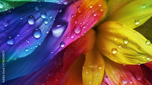 Pictures of water drops on colorful plants
