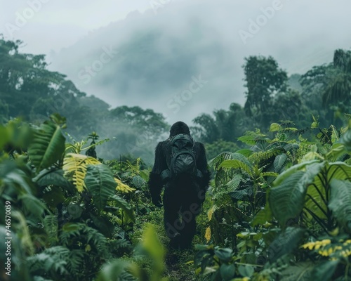 lush embrace of the jungle magnificent gorilla surveys its natural habitat with a sense of quiet dignity and strength