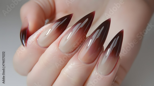 Perfect manicure sharp nails gradient nail polish