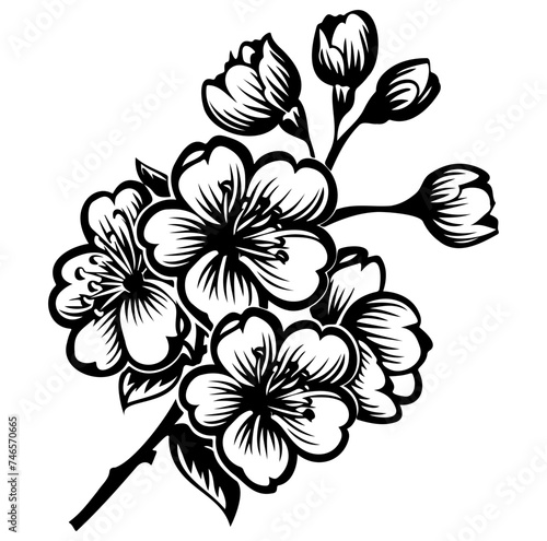 blossoming sakura branch vector illustration