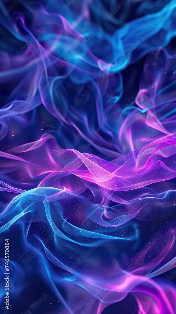 Fototapeta premium Abstract neon blue vertical background bright coloured illustration, artistic modern futuristic print, artwork. For poster, cover, wallpaper, presentation