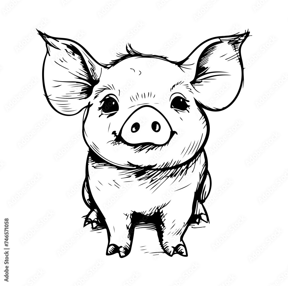 Cute pig vector illustration