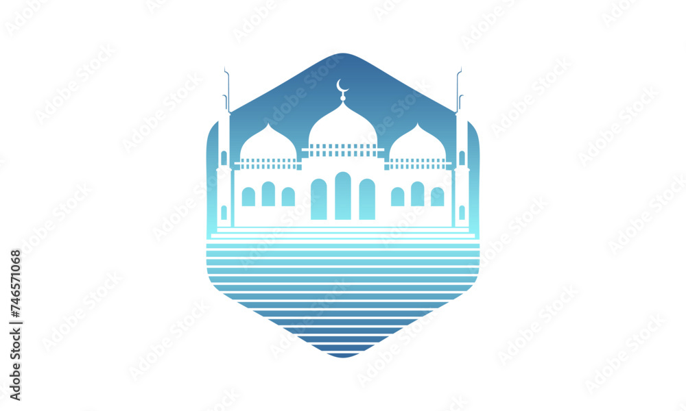 Beautiful mosque with sea illustration design vector