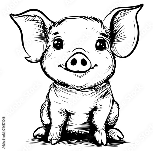 Cute pig vector illustration