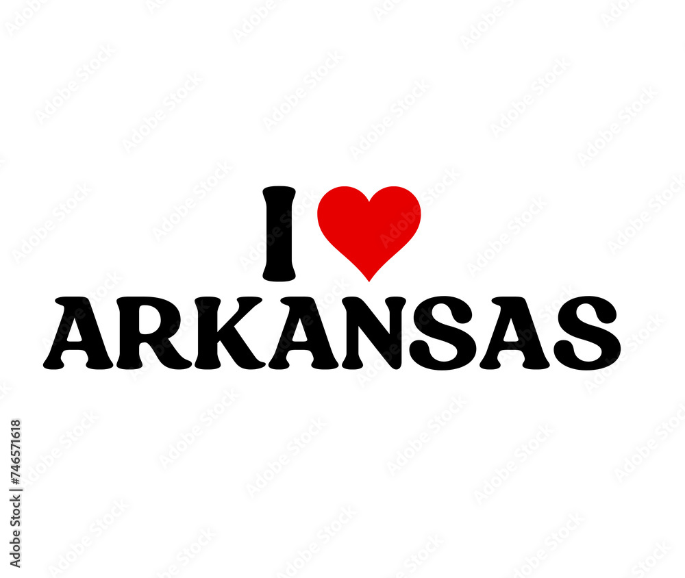 I Love Arkansas usa state illustration white background I Love Arkansas usa state illustration white background
