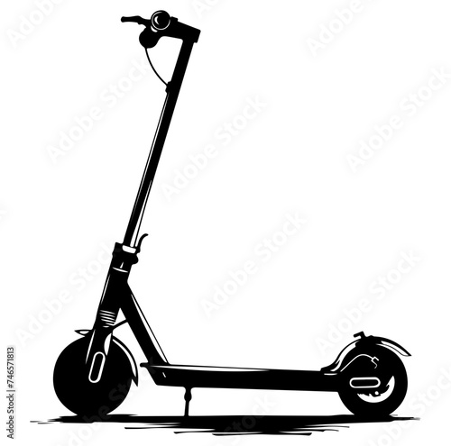 Electric scooter icon silhouette vector illustration, e-scooter