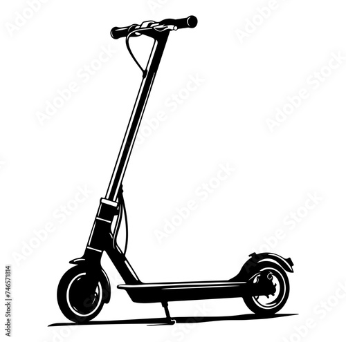 Electric scooter icon silhouette vector illustration, e-scooter