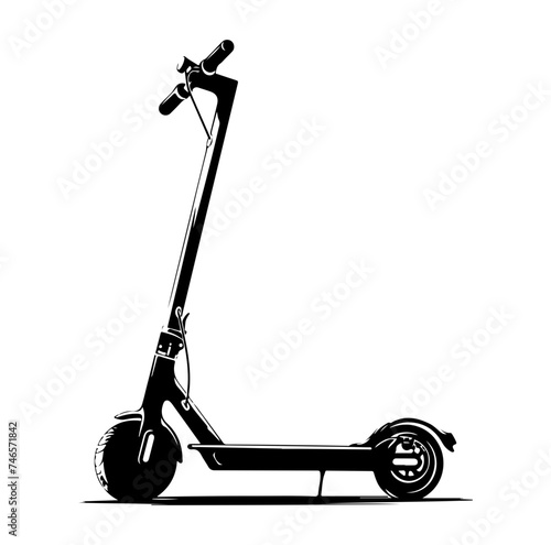 Electric scooter icon silhouette vector illustration, e-scooter