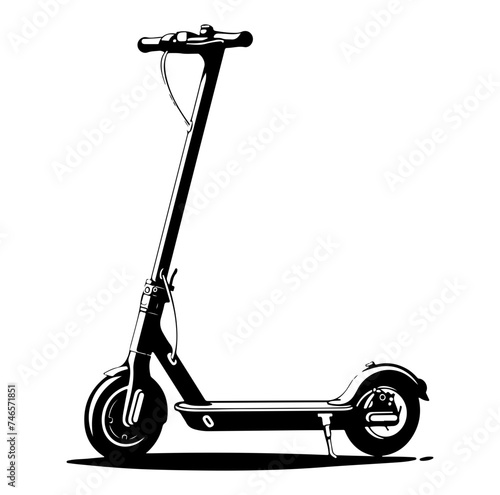 Electric scooter icon silhouette vector illustration, e-scooter