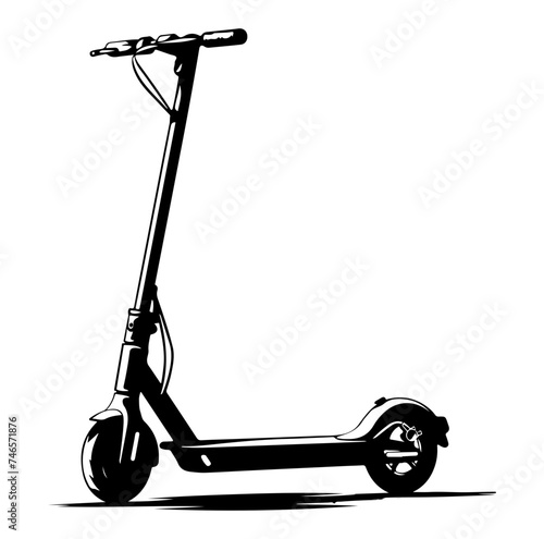 Electric scooter icon silhouette vector illustration, e-scooter
