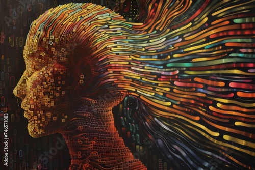 Generate an artwork inspired by the binary language that underlies the fabric of reality