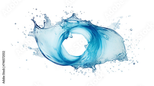 Circular Water Gyre Splash in Blue Aqua - Dynamic Motion of Liquid Flowing in Isolated Transparency, Perfect for Environmental Themes and Fresh Concepts.