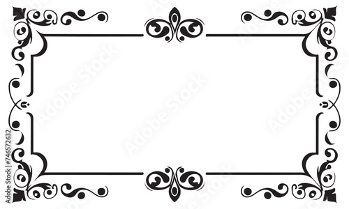 Calligraphic hand drawn doodle floral frame. artistic calligraphy design element.