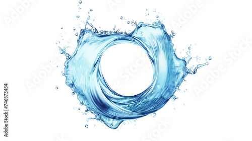Circular Water Gyre Splash in Blue Aqua - Dynamic Motion of Liquid Flowing in Isolated Transparency, Perfect for Environmental Themes and Fresh Concepts.