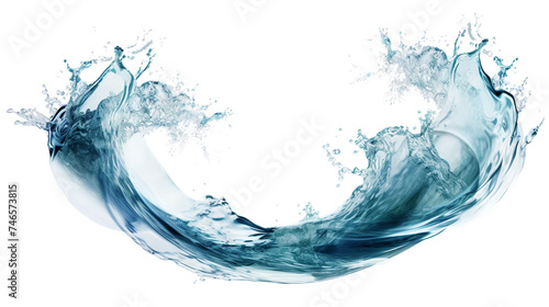 Circular Water Gyre Splash in Blue Aqua - Dynamic Motion of Liquid Flowing in Isolated Transparency, Perfect for Environmental Themes and Fresh Concepts.