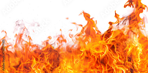 Fire blazes with intense heat isolated on white