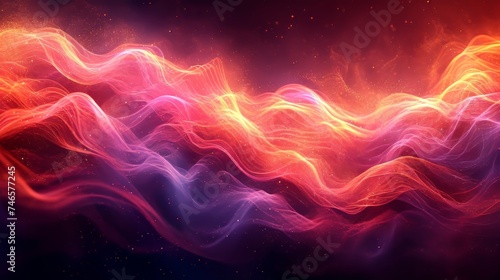 Generative AI image of minimalism fire themed pinkish red and orangish red blend of colors over a dark background, artistic, abstract, macro photography