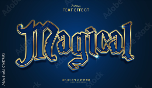 decorative editable blue magical text effect vector design