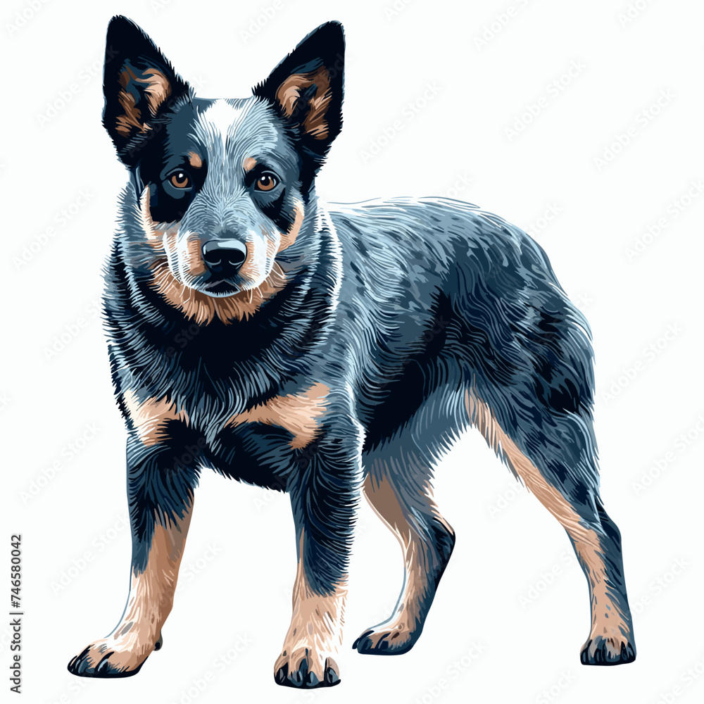Cute Blue Heeler Vector Cartoon illustration Stock Vector | Adobe Stock