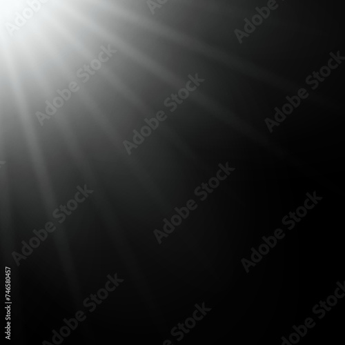 Shiny sun ray on the sunshine and transparency background. Vector illustration.