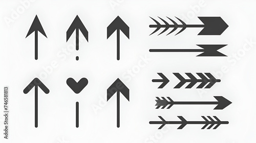 set of arrows icon modren simple flat black vector point  generative Ai