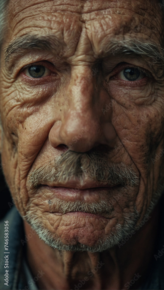 Portrait of an old man with wrinkles Portrait of an old man with wrinkles
