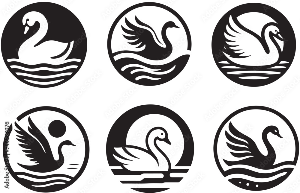 Swan Logo Vector icon illustration - obrazy, fototapety, plakaty 