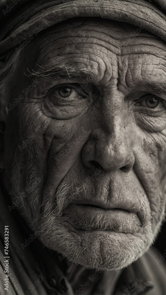Portrait of an old man with wrinkles Portrait of an old man with wrinkles