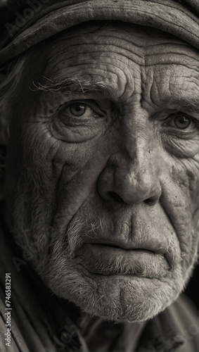 Portrait of an old man with wrinkles