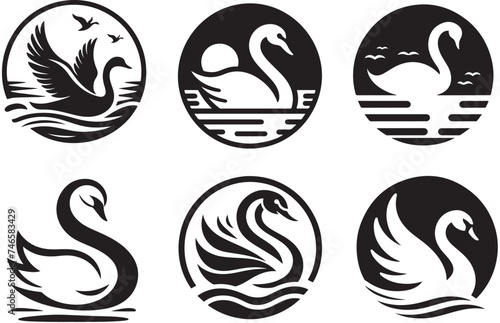 Fototapeta Naklejka Na Ścianę i Meble -  Swan Logo Vector icon illustration