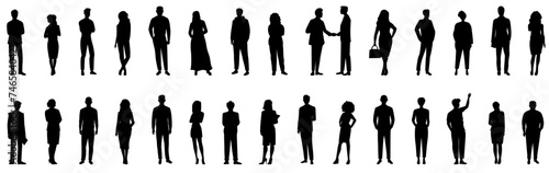 silhouettes of people working group of standing business people vector illustration on isolated white background