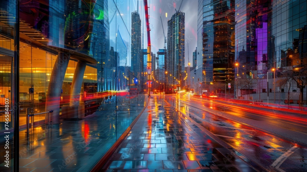 Tall buildings, walkways and long exposures from pedestrian walkways ...
