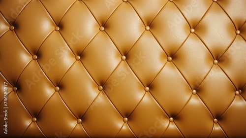 Luxurious gold leather seats  beautiful surface with rhombic stitching. Elegant background  gold leather  with buttons for pattern and background.