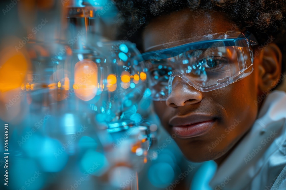 An intense scientific experiment in progress within a high-tech laboratory, focus on laboratory tools An intense scientific experiment in progress within a high-tech laboratory, focus on laboratory tools