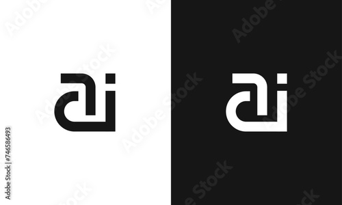 Letter AI, IA Logomark design, fully Editable as Vector Format in Black and White Color palette.