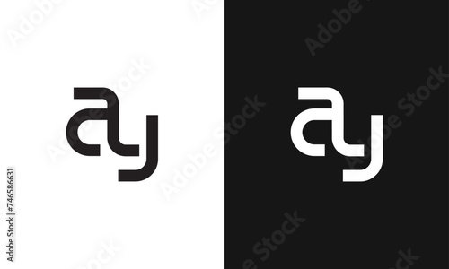 Letter AY, YA Logomark vector template, fully Editable as Vector Format in Black and White Color pallette.