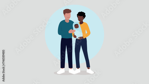 Vektor-Illustration eines Paares mit einem Baby - Familienkonzept