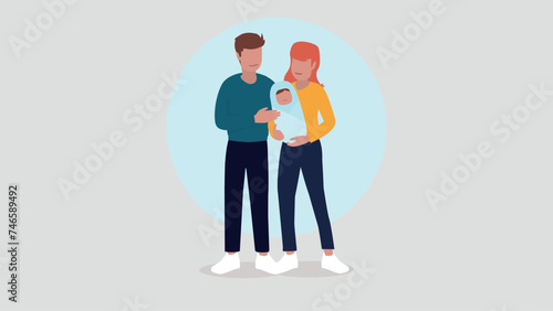 Vektor-Illustration eines Paares mit einem Baby - Familienkonzept