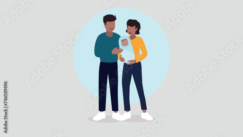 Vektor-Illustration eines Paares mit einem Baby - Familienkonzept