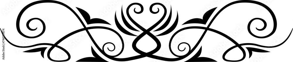 Fototapeta premium Abstract calligraphic ornate design element. Vintage ornamental pattern. Luxury, elegant flourish line art design 