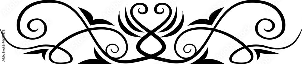 Fototapeta premium Abstract calligraphic ornate design element. Vintage ornamental pattern. Luxury, elegant flourish line art design 