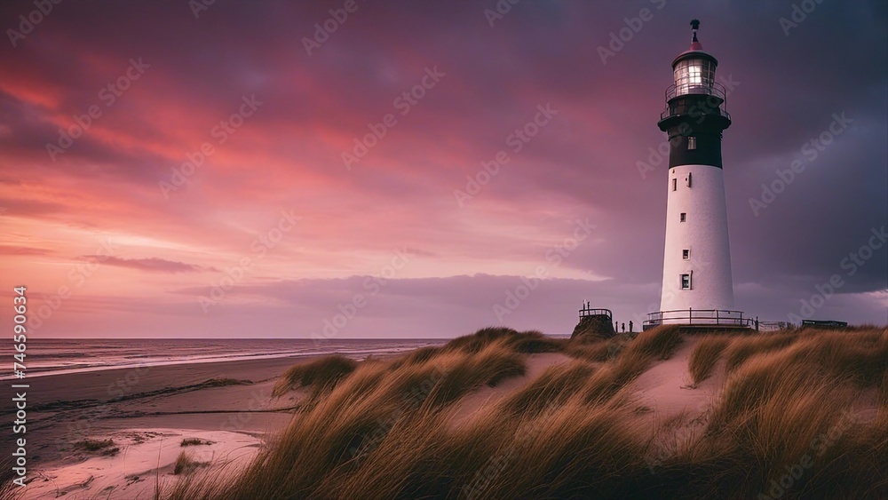 lighthouse at sunset Lighthouse at talacre,   in the afterglow following a storm at sea 
