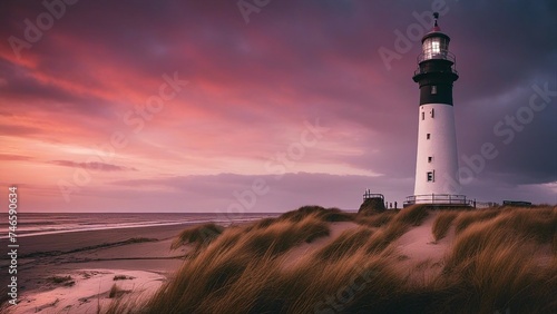 lighthouse at sunset Lighthouse at talacre, in the afterglow following a storm at sea 