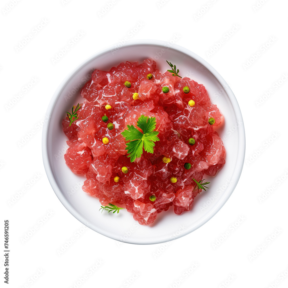 Tartar on white bowl, png Tartar on white bowl, png