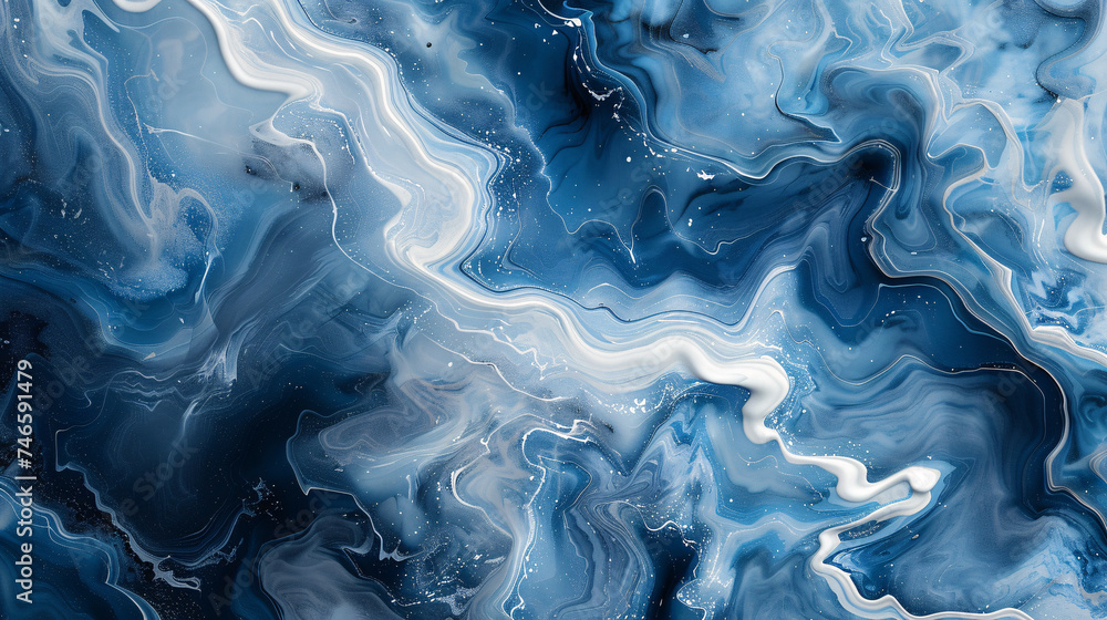 Obraz premium Abstract Monochrome Fluid Dynamic Seamless Pattern.