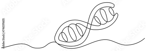 DNA continuous one line drawing. Genome linear structure symbol. Vector illustration isolated on white.