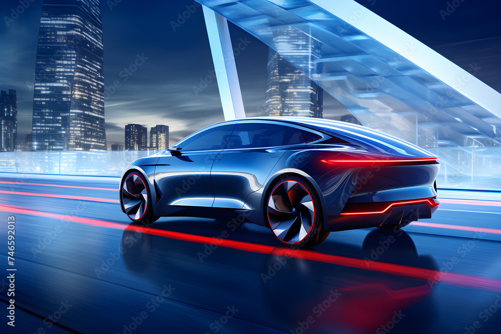 Futuristic Vision: Modern Hybrid Car Promoting Environmentally Friendly Technology