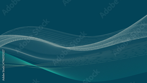 Dark abstract background with glowing wave. Moving lines design element. Gradient flowing wave lines. Futuristic digital future technology concept. Vector illustration