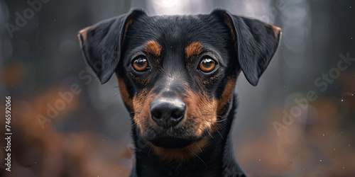 Lustiger Manchester Terrier als Nahaufnahme für Poster und Kalender, ai generativ