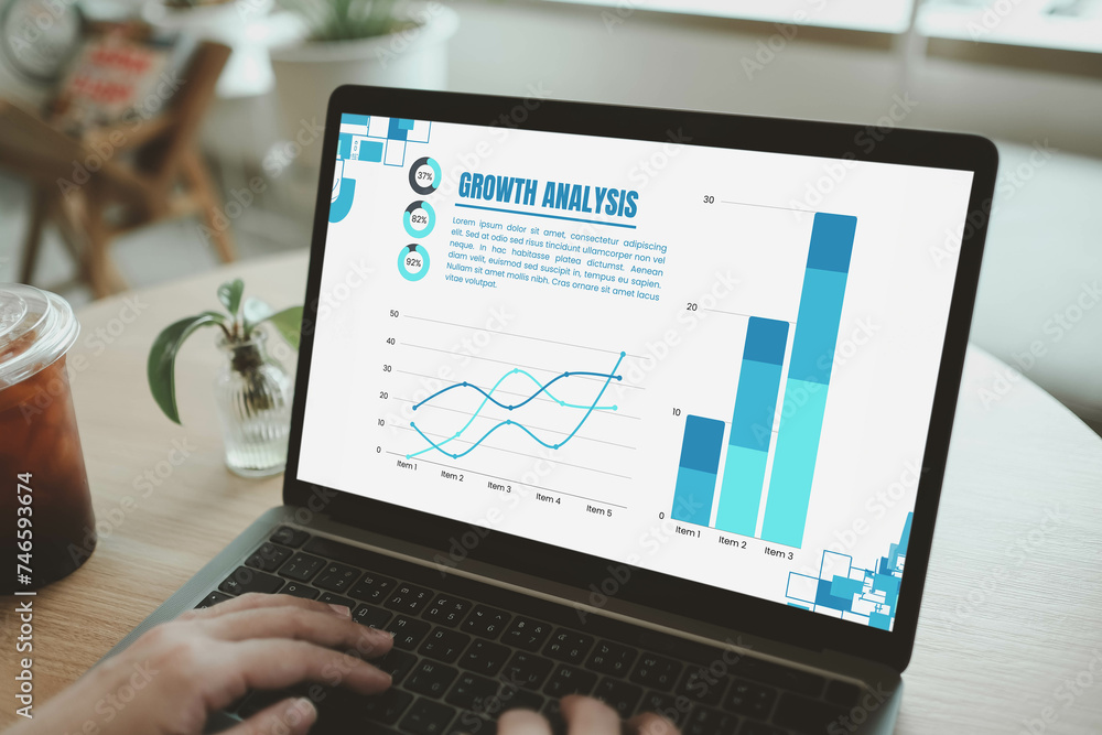 Advisor financial business analytics woman team analyzing data charts, graphs, and a dashboard on laptop screen. Data analysis concept Advisor financial business analytics woman team analyzing data charts, graphs, and a dashboard on laptop screen. Data analysis concept